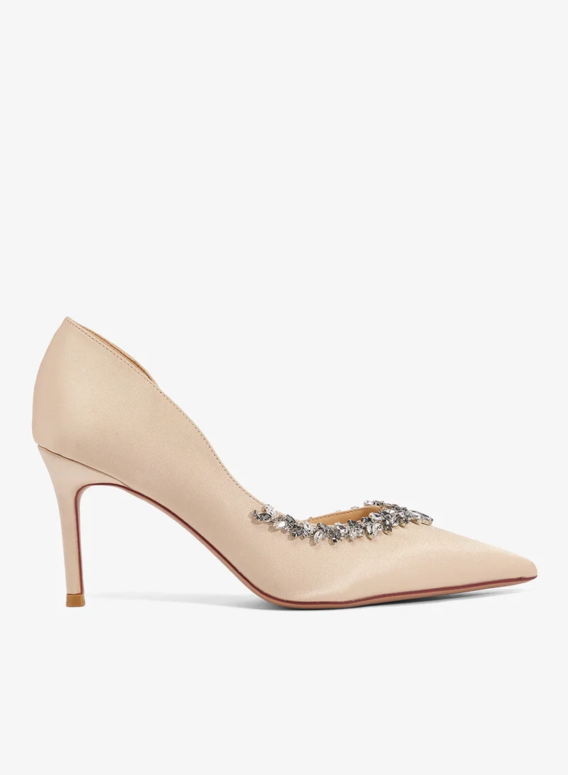 Diamonte Embellished Mid Heel Pumps